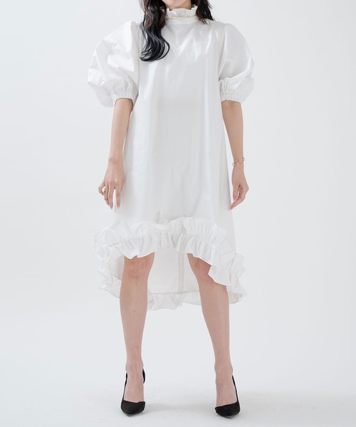 qumerry.（キュメリ）の「タイプライターバルーンワンピース（ワンピース・レディース・ホワイト/ブラック・FREE）」の9枚目の写真