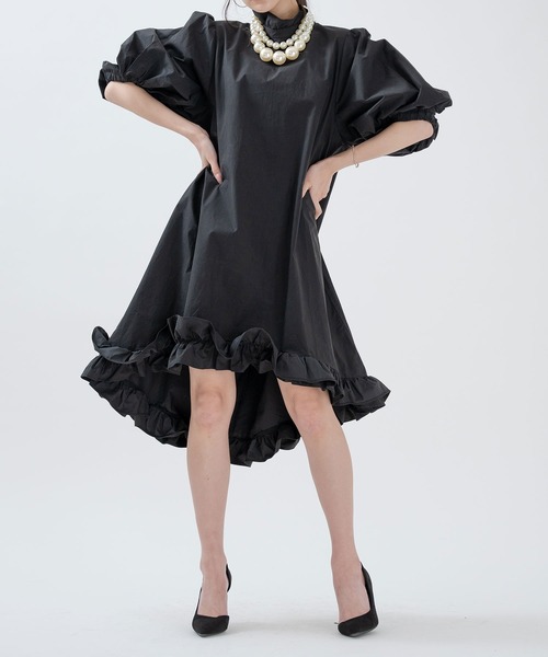 qumerry.（キュメリ）の「タイプライターバルーンワンピース（ワンピース・レディース・ホワイト/ブラック・FREE）」の4枚目の写真