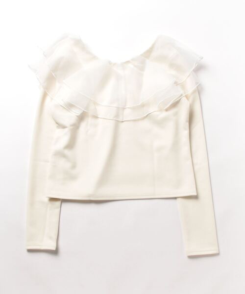 KOBE LETTUCE(コウベレタス)の「シアーフリルトップス(Tシャツ/カットソー・レディース・ブルー/グレイッシュベージュ/ブラック/オフホワイト・FREE)」の11枚目の写真