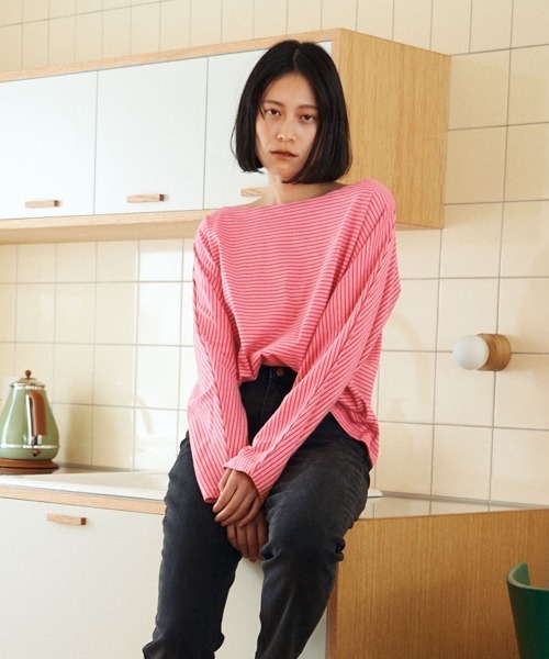 marjour(マージュール)の「SEAMLESS BORDER TEE(Tシャツ/カットソー・レディース・ピンク・M)」の9枚目の写真