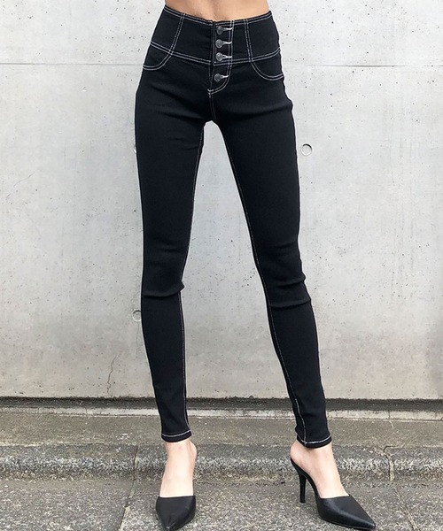 GLAMOROUS JANE（グラマラスジェーン）の「配色ステッチハイウエストスキニーパンツ（その他パンツ・レディース・ブラック/ブラック系・S/M/L）」の7枚目の写真