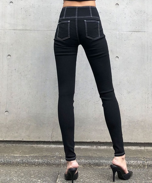 GLAMOROUS JANE（グラマラスジェーン）の「配色ステッチハイウエストスキニーパンツ（その他パンツ・レディース・ブラック/ブラック系・S/M/L）」の10枚目の写真
