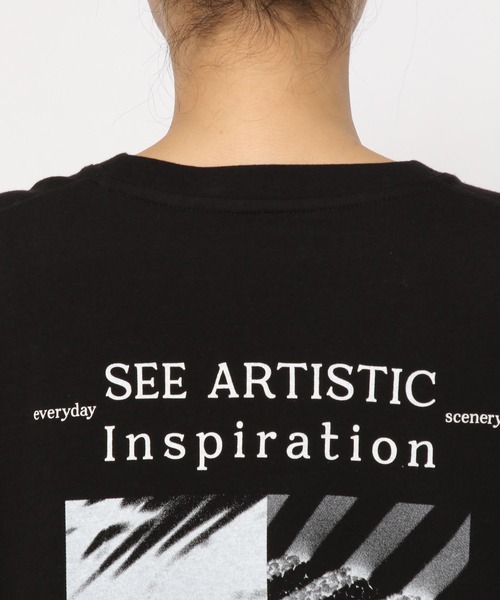 PAGEBOY（ページボーイ）の「モノクロアートT（Tシャツ/カットソー・レディース・チョコ/オフホワイト/ブラック・FREE）」の6枚目の写真