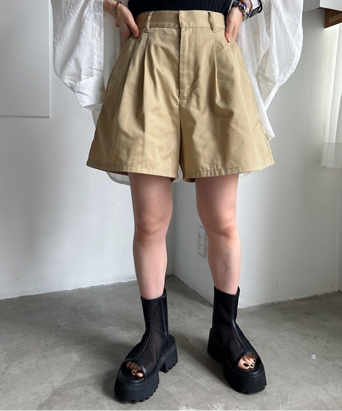 PAGEBOY（ページボーイ）の「チノタックショートパンツ（チノパンツ・レディース・ブラック/ベージュ・FREE）」の7枚目の写真