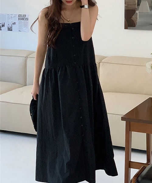 FREE STYLISTS(フリー スタイリスト)の「YUGA_YGMC ティアード キャミソールワンピース(ワンピース・レディース・ブラック/ホワイト・S/L/XL/M)」の1枚目の写真
