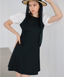 EIMY ISTOIRE | カラーツイードパフスリーブミニワンピース(ワンピース)