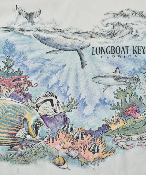 【ヴィンテージ古着】90's LONGBOAT KEY 両面プリント Tシャツ USA製（Tシャツ/カットソー）｜VINTAGE（ヴィンテージ）