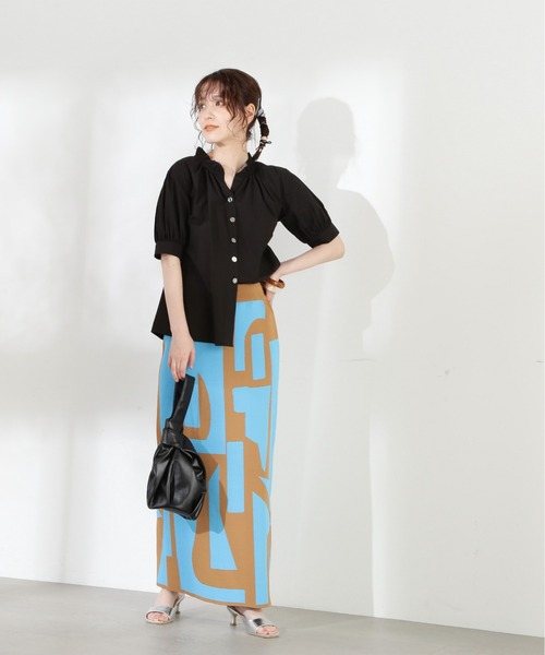 N.（N. Natural Beauty Basic）（エヌエヌナチュラルビューティーベーシック）の「◆スキッパーフリルネックブラウス（シャツ/ブラウス・レディース・ブルー系その他/ブラック/オフホワイト/ブルー・MEDIUM）」の15枚目の写真