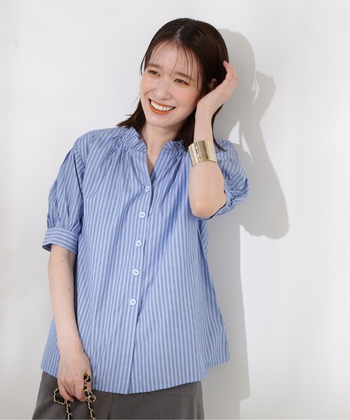 N.（N. Natural Beauty Basic）（エヌエヌナチュラルビューティーベーシック）の「◆スキッパーフリルネックブラウス（シャツ/ブラウス・レディース・ブルー系その他/ブラック/オフホワイト/ブルー・MEDIUM）」の17枚目の写真