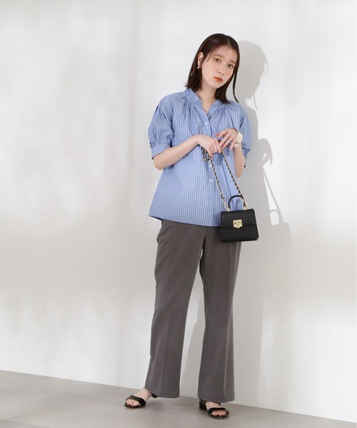 N.（N. Natural Beauty Basic）（エヌエヌナチュラルビューティーベーシック）の「◆スキッパーフリルネックブラウス（シャツ/ブラウス・レディース・ブルー系その他/ブラック/オフホワイト/ブルー・MEDIUM）」の20枚目の写真