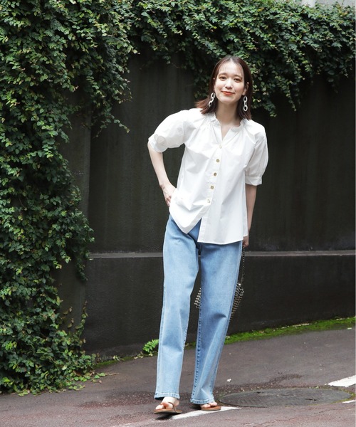 N.（N. Natural Beauty Basic）（エヌエヌナチュラルビューティーベーシック）の「◆スキッパーフリルネックブラウス（シャツ/ブラウス・レディース・ブルー系その他/ブラック/オフホワイト/ブルー・MEDIUM）」の6枚目の写真