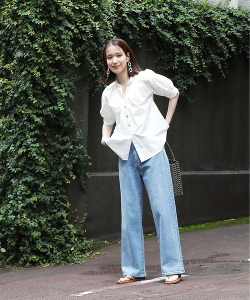 N.（N. Natural Beauty Basic）（エヌエヌナチュラルビューティーベーシック）の「◆スキッパーフリルネックブラウス（シャツ/ブラウス・レディース・ブルー系その他/ブラック/オフホワイト/ブルー・MEDIUM）」の9枚目の写真