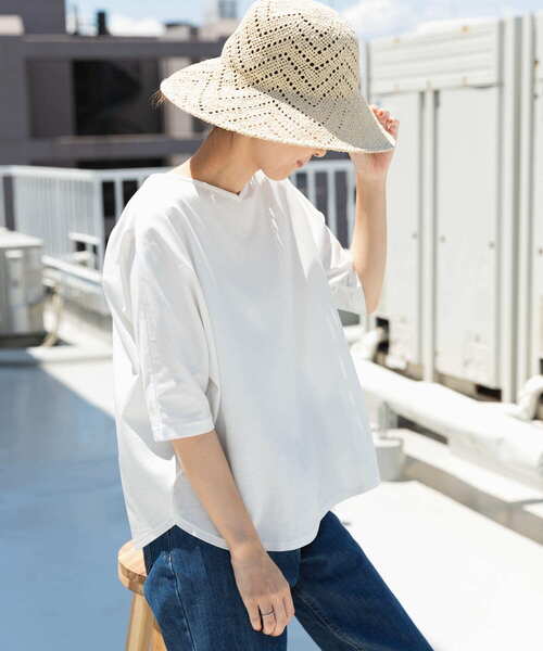 URBAN RESEARCH DOORS（アーバンリサーチドアーズ）の「バックタックドルマンプルオーバー（Tシャツ/カットソー・レディース・グレー系その他/オフホワイト/ネイビー・MEDIUM）」の7枚目の写真