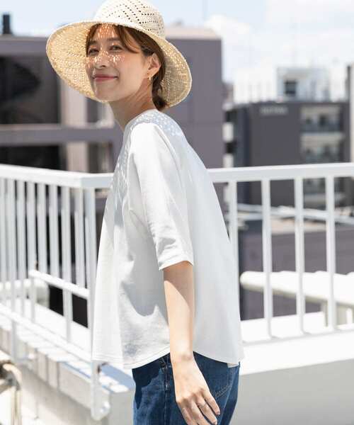 URBAN RESEARCH DOORS（アーバンリサーチドアーズ）の「バックタックドルマンプルオーバー（Tシャツ/カットソー・レディース・グレー系その他/オフホワイト/ネイビー・MEDIUM）」の14枚目の写真