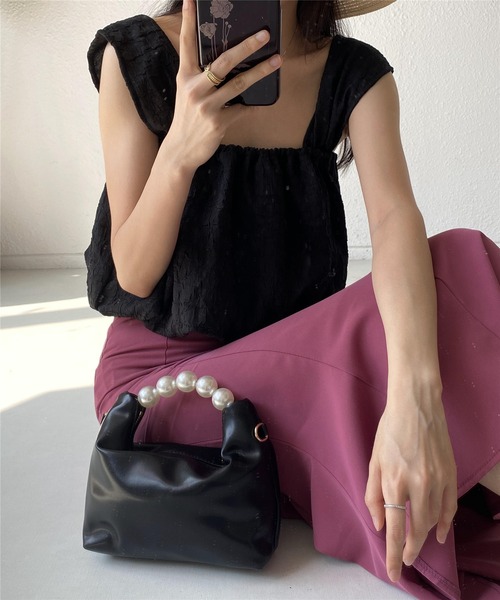 LA VORAGINE(ラ ヴォラジネ)の「パールハンドル ハンドバッグ/クラッチバッグ メッセンジャーバッグ 結婚式 入学式 卒業式 パーティー セレモニー(クラッチバッグ・レディース・ブラック/アイボリー/パープル/ピンク/シルバー/ベージュ・FREE)」の15枚目の写真