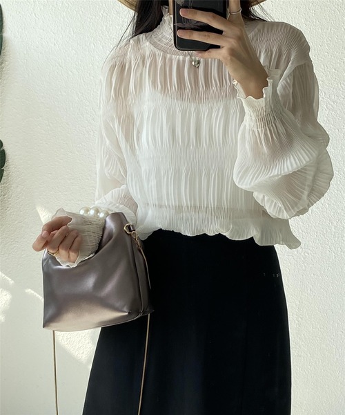 LA VORAGINE(ラ ヴォラジネ)の「パールハンドル ハンドバッグ/クラッチバッグ メッセンジャーバッグ 結婚式 入学式 卒業式 パーティー セレモニー(クラッチバッグ・レディース・ブラック/アイボリー/パープル/ピンク/シルバー/ベージュ・FREE)」の8枚目の写真