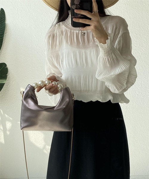 LA VORAGINE(ラ ヴォラジネ)の「パールハンドル ハンドバッグ/クラッチバッグ メッセンジャーバッグ 結婚式 入学式 卒業式 パーティー セレモニー(クラッチバッグ・レディース・ブラック/アイボリー/パープル/ピンク/シルバー/ベージュ・FREE)」の19枚目の写真