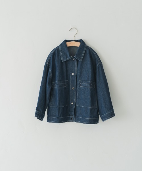 riziere（リジェール）の「デニム配色ステッチジャケット（デニムジャケット・キッズ・インディゴブルー・110/150/120/130/90/100/140）」の13枚目の写真