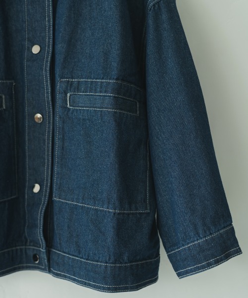 riziere（リジェール）の「デニム配色ステッチジャケット（デニムジャケット・キッズ・インディゴブルー・110/150/120/130/90/100/140）」の16枚目の写真
