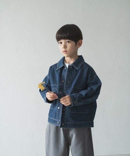 riziere（リジェール）の「デニム配色ステッチジャケット（デニムジャケット・キッズ・インディゴブルー・110/150/120/130/90/100/140）」の4枚目の写真