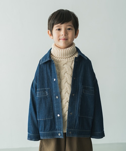 riziere（リジェール）の「デニム配色ステッチジャケット（デニムジャケット・キッズ・インディゴブルー・110/150/120/130/90/100/140）」の8枚目の写真