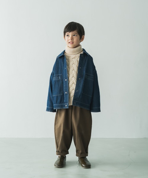 riziere（リジェール）の「デニム配色ステッチジャケット（デニムジャケット・キッズ・インディゴブルー・110/150/120/130/90/100/140）」の9枚目の写真