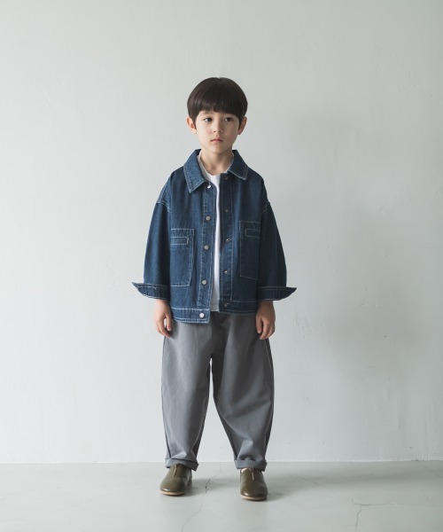 riziere（リジェール）の「デニム配色ステッチジャケット（デニムジャケット・キッズ・インディゴブルー・110/150/120/130/90/100/140）」の5枚目の写真
