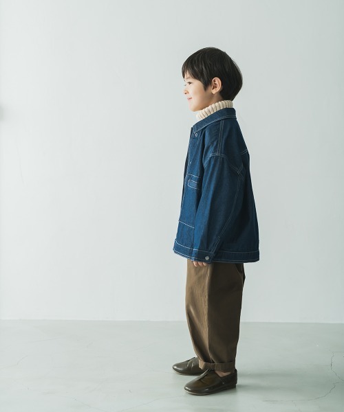 riziere（リジェール）の「デニム配色ステッチジャケット（デニムジャケット・キッズ・インディゴブルー・110/150/120/130/90/100/140）」の11枚目の写真