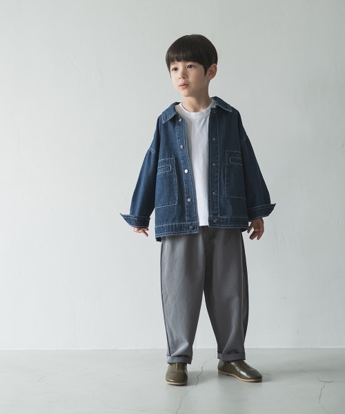 riziere（リジェール）の「デニム配色ステッチジャケット（デニムジャケット・キッズ・インディゴブルー・110/150/120/130/90/100/140）」の6枚目の写真
