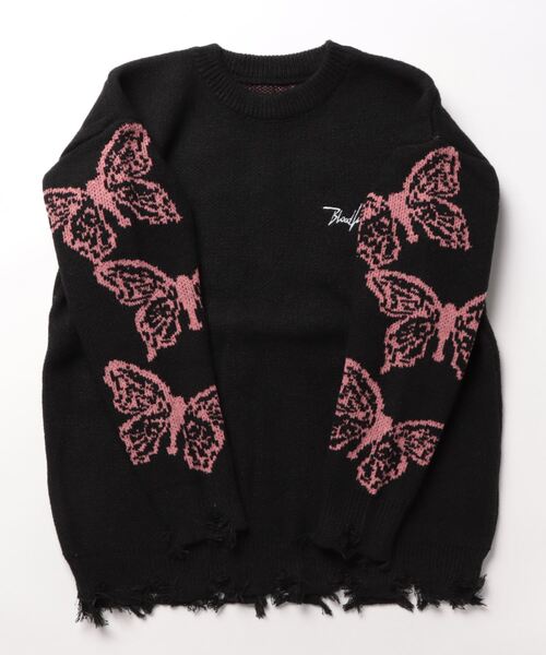 Burner（バーナー）の「【OKUOKU　0909】 ラウンドネックセーター / バタフライ oku-tops-705254527866-40 U（ニット/セーター・メンズ・B/A・L/M/XL）」の4枚目の写真