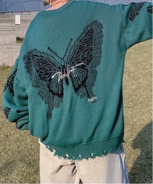 Burner（バーナー）の「【OKUOKU　0909】 ラウンドネックセーター / バタフライ oku-tops-705254527866-40 U（ニット/セーター・メンズ・B/A・L/M/XL）」の7枚目の写真