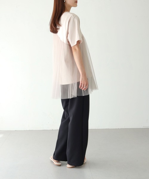 vingtrois(バントロア)の「【vingtrois】チュール切り替えトップス(Tシャツ/カットソー・レディース・ブラック/キナリ/ダークグレー・M)」の21枚目の写真