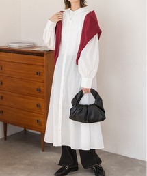 ad thie（アドティエ）の「バルーンスリーブバンドカラーシャツワンピース 無地ストライプ（シャツワンピース）」