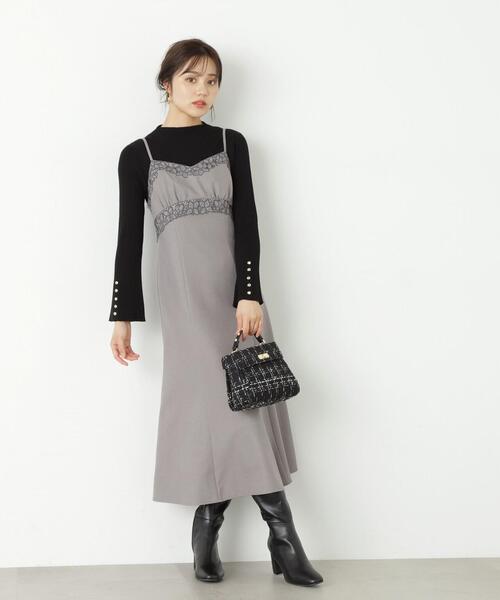美品✨ビーシービージー エンブロイダリーロングドレス キャミ