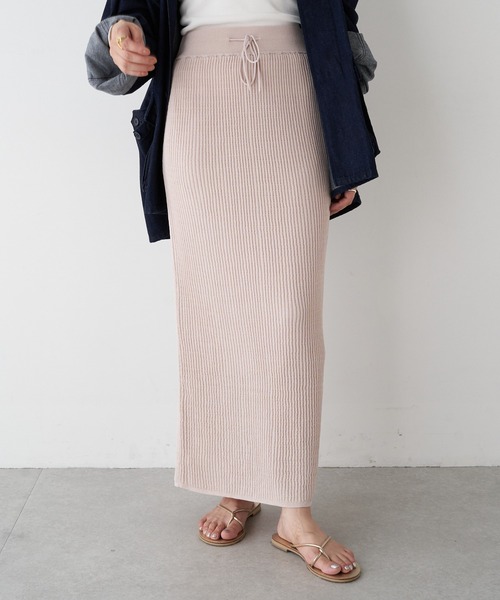 SHENERY（シーナリー）の「ワッフル編みタイトニットスカート（スカート・レディース・ブラック/ホワイト系その他/ブルー・FREE）」の5枚目の写真