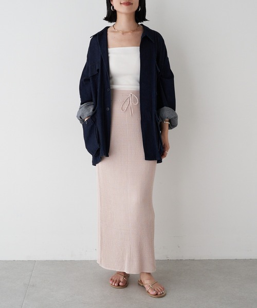 SHENERY（シーナリー）の「ワッフル編みタイトニットスカート（スカート・レディース・ブラック/ホワイト系その他/ブルー・FREE）」の14枚目の写真