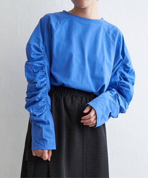 VENCEEXCHANGE（ヴァンスエクスチェンジ）の「天竺袖ギャザーラグランT（Tシャツ/カットソー・レディース・ブルー/グレー/ブラック/オフホワイト・FREE）」の4枚目の写真