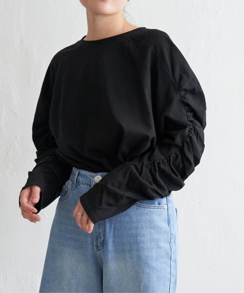 VENCEEXCHANGE（ヴァンスエクスチェンジ）の「天竺袖ギャザーラグランT（Tシャツ/カットソー・レディース・ブルー/グレー/ブラック/オフホワイト・FREE）」の12枚目の写真