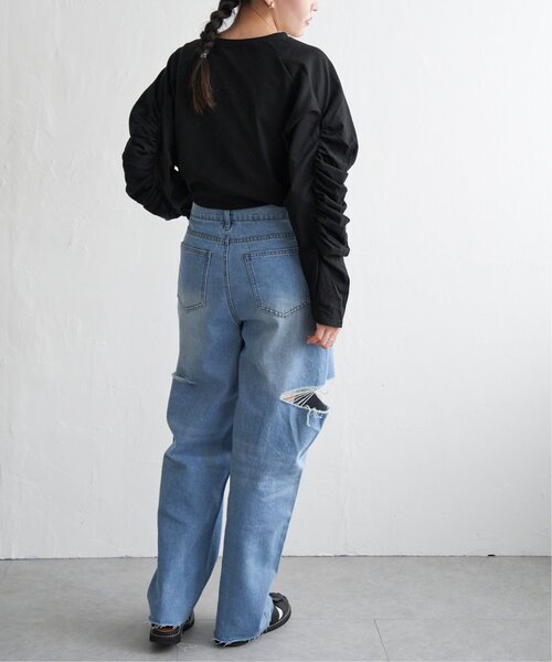 VENCEEXCHANGE（ヴァンスエクスチェンジ）の「天竺袖ギャザーラグランT（Tシャツ/カットソー・レディース・ブルー/グレー/ブラック/オフホワイト・FREE）」の15枚目の写真