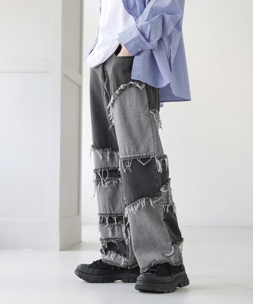 ASTRONOMY(アストロノミー)の「Buyer's Select/10ozデニム フリンジ切替パンツ(デニムパンツ・メンズ・ブラック系/ブラック系2/ネイビー系/ブラック系3/ネイビー系2・L/M)」の16枚目の写真