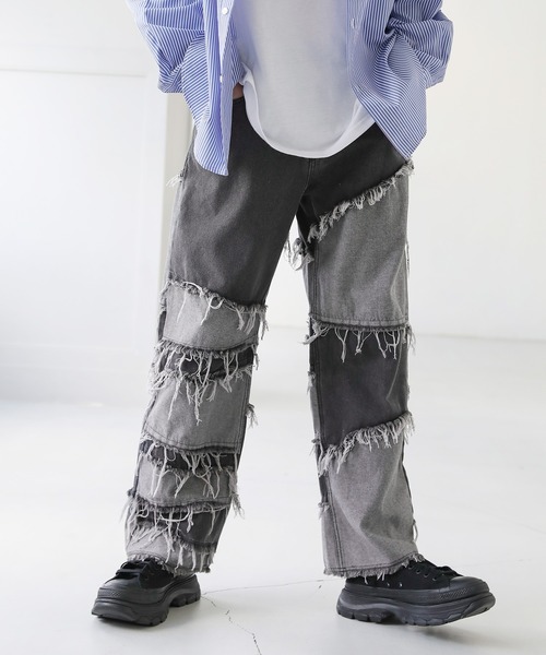 ASTRONOMY(アストロノミー)の「Buyer's Select/10ozデニム フリンジ切替パンツ(デニムパンツ・メンズ・ブラック系/ブラック系2/ネイビー系/ブラック系3/ネイビー系2・L/M)」の17枚目の写真