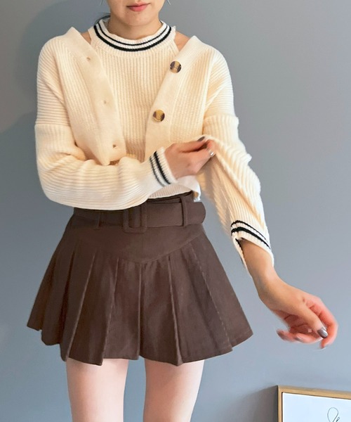Jewelobe(ジュエローブ)の「ショートカーデ×アメスリタンク ダブルラインアンサンブル(アンサンブル・レディース・アイボリー/カーキ/ブラック/パープル・FREE)」の12枚目の写真