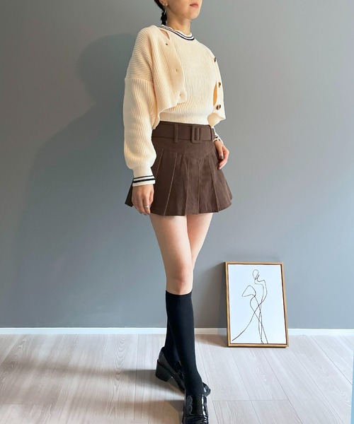 Jewelobe(ジュエローブ)の「ショートカーデ×アメスリタンク ダブルラインアンサンブル(アンサンブル・レディース・アイボリー/カーキ/ブラック/パープル・FREE)」の16枚目の写真