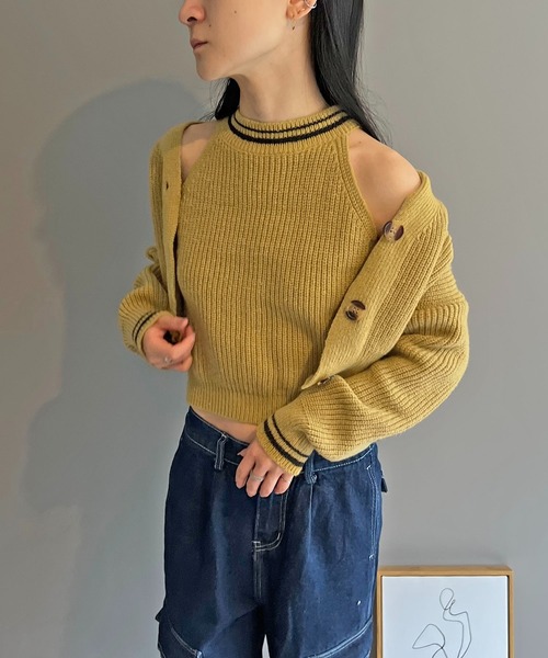 Jewelobe(ジュエローブ)の「ショートカーデ×アメスリタンク ダブルラインアンサンブル(アンサンブル・レディース・アイボリー/カーキ/ブラック/パープル・FREE)」の19枚目の写真