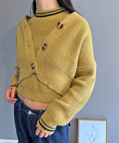 Jewelobe(ジュエローブ)の「ショートカーデ×アメスリタンク ダブルラインアンサンブル(アンサンブル・レディース・アイボリー/カーキ/ブラック/パープル・FREE)」の20枚目の写真