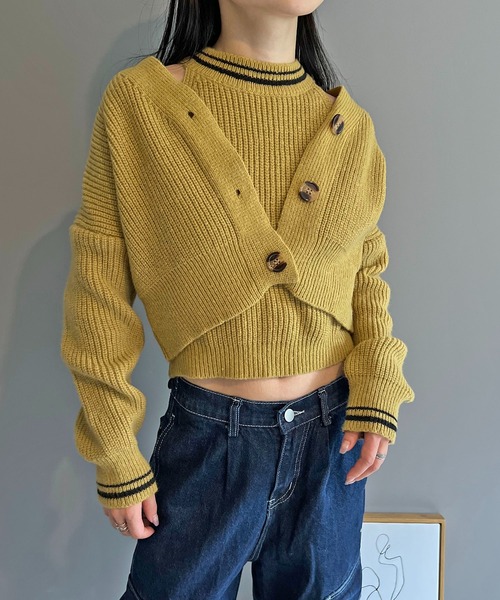 Jewelobe(ジュエローブ)の「ショートカーデ×アメスリタンク ダブルラインアンサンブル(アンサンブル・レディース・アイボリー/カーキ/ブラック/パープル・FREE)」の21枚目の写真