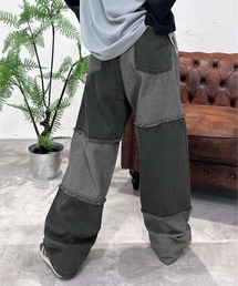 リメイク風 配色切り替えデニム
