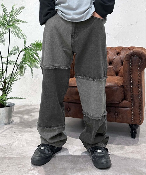 sedacle（セダクル）の「リメイク風 配色切り替えデニム（デニムパンツ