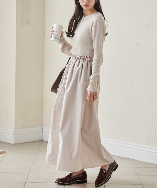RANAN(ラナン)の「ドロストニットドッキングワンピ(ワンピース・レディース・アイボリー/ブラック/グレー・L/LL/M)」の8枚目の写真