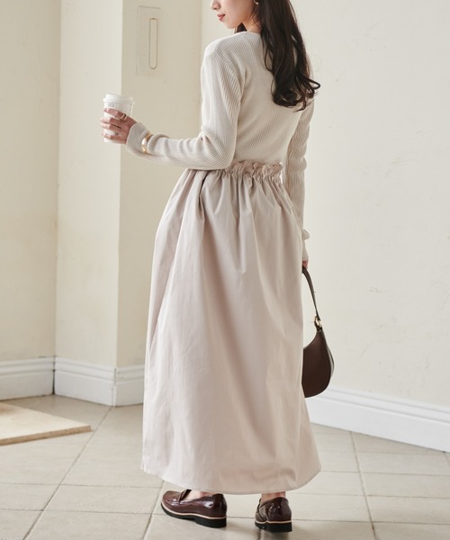 RANAN(ラナン)の「ドロストニットドッキングワンピ(ワンピース・レディース・アイボリー/ブラック/グレー・L/LL/M)」の9枚目の写真